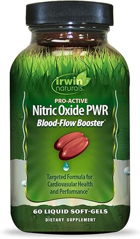 PWR Óxido Nítrico Ativo – 60 Soft-Gels Líquidos – Estimulante do Fluxo Sanguíneo com L-Citrulina e Raiz de Beterraba - Irwin Naturals