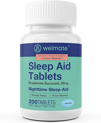Doxylamine Succinate 25mg | Auxiliar de sono noturno | Seguro | Comprimidos de 25mg - WELMATE