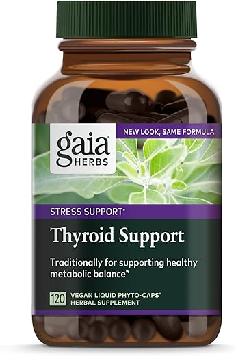 Thyroid Support – Suplemento com Ashwagandha, Kelp, Alga Marrom e Schisandra para Equilíbrio Metabólico Saudável e Bem-estar Geral – 120ml Vegan Liquid - Gaia Herbs