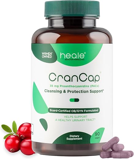 CranCap - Heale – Cranberry Pills 90 Cápsulas – Saúde do Trato Urinário – 36mg de PACs Potentes – Não Transgênico, Vegano, Sem Glúten