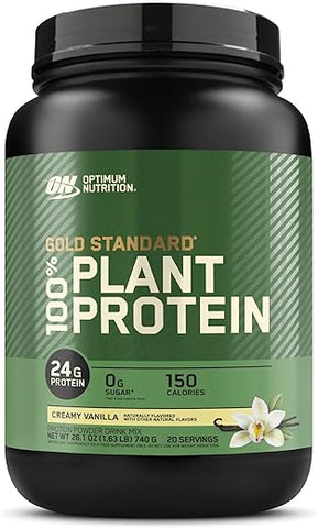 Gold Standard 100% Proteína Vegetal em Pó, Sem Glúten, Vegana para Suporte Muscular e Recuperação com Aminoácidos – Baunilha Cremosa, 20 Porções - Optimum Nutrition