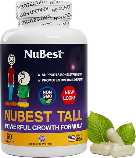 Tall – Suplemento de Cálcio e Magnésio para Ossos e Dentes – Fortalecimento Ósseo, Imunidade Reforçada para Idades a partir de 5 anos com Vitamina D3, Vitamina K2 e Ervas Naturais – Marca NuBest - NuBest