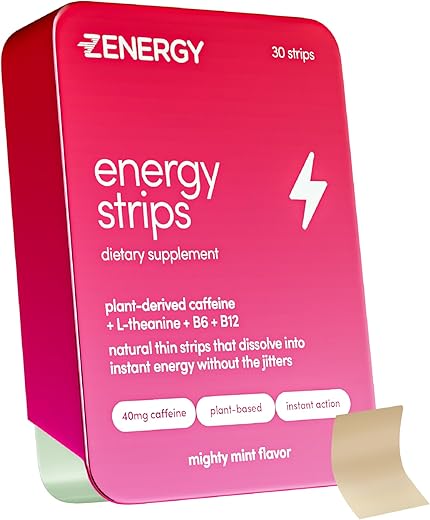 Tiras Orais de Energia Sabor Menta | 40mg Cafeína 30mg L-Teanina 100%% Vitamina B6 - ZENERGY