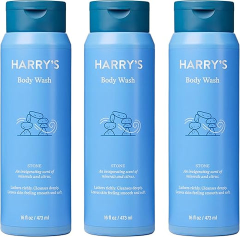 Harry's - Harry’s Gel de Banho para Homens – Pedra, 473 ml (Pacote com 3)
