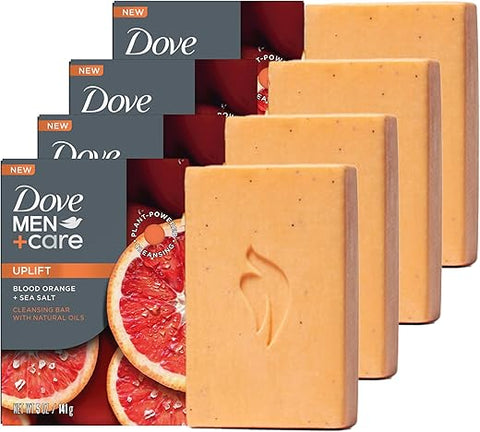 DOVE MEN + CARE - DOVE MEN CARE Sabonete em Barra Blood Orange Sea Salt 4 Barras para Reconstruir a Pele no Banho, 4 em 1 Cabelo, Corpo, Rosto
