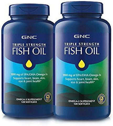 GEEGVV - GNC Ômega 3 Triplo Forte, 2 Pacotes, para Saúde das Articulações, Pele, Olhos e Coração