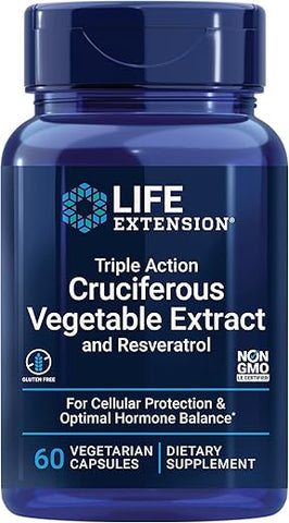 Extrato de Vegetais Crucíferos Triplo Ação – 60 Cápsulas – Marca Life Extension - Life Extension