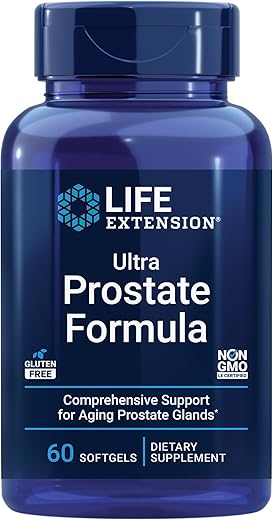 Fórmula Ultra Prostate da Life Extension: Saw Palmetto para homens, Pygeum, Raiz de Urtiga, Licopeno e mais 11 nutrientes para a função da próstata. Não-OGM, sem glúten, 60 softgels