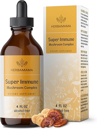 Super Immune Mushroom Complex – Gotas Líquidas Veganas de Blend de Cogumelos para Suporte Imunológico – Sem Açúcar - HERBAMAMA