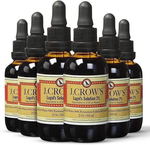 J. CROW'S - J.CROW’S® Solução de Lugol de Iodo 2% 60 ml (6 Frascos) – Embalagem Econômica