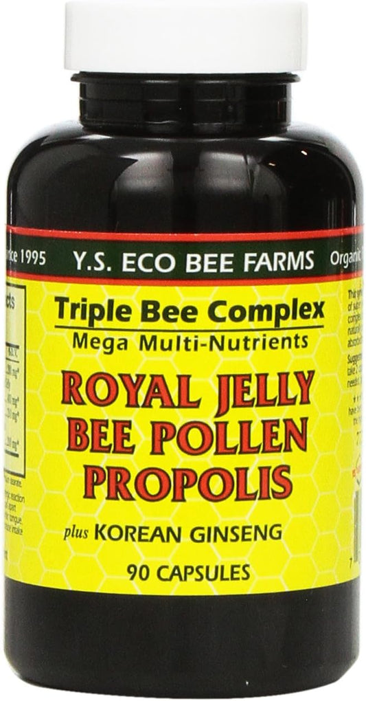 YS Eco Bee Farms - YS Organic Farms: Geléia Real Pólen de Abelha Própolis c/ Ginseng 90 ct