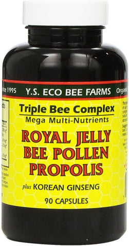 YS Eco Bee Farms - YS Organic Farms: Geléia Real Pólen de Abelha Própolis c/ Ginseng 90 ct