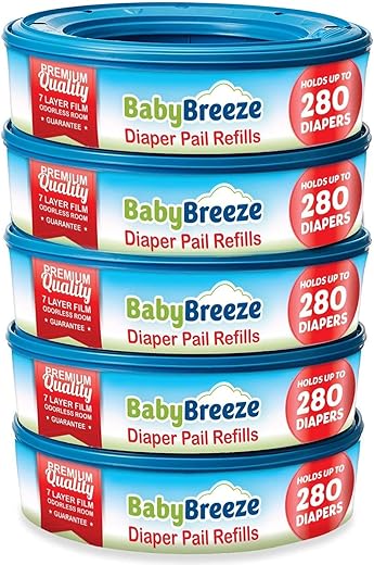 Bolsas de Reposição BabyBreeze para Lixeiras de Fraldas Playtex Diaper Genie – Absorção de Odores – 1400 Unidades (5 Pacotes)