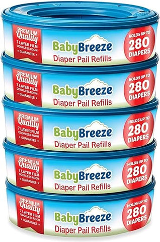 Bolsas de Reposição BabyBreeze para Lixeiras de Fraldas Playtex Diaper Genie – Absorção de Odores – 1400 Unidades (5 Pacotes)