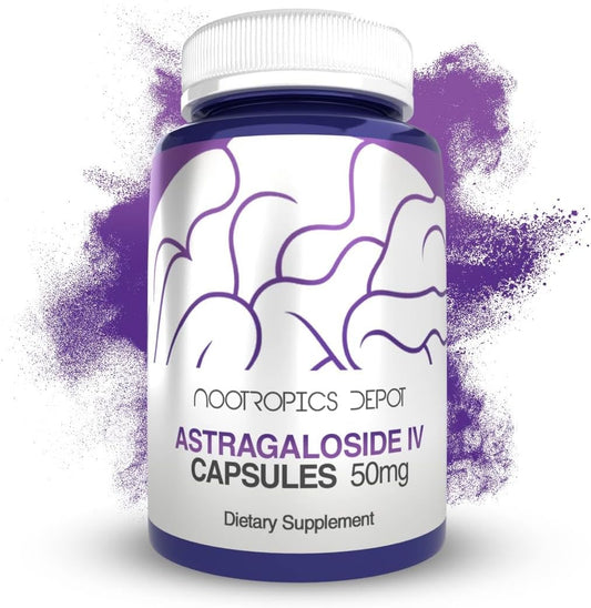 Cápsulas Nootropics Depot Astragaloside IV | 50mg | Astragalus membranaceus | 30 Unidades | Neuroprotetor, Suporte Imunológico, Alonga Telômeros