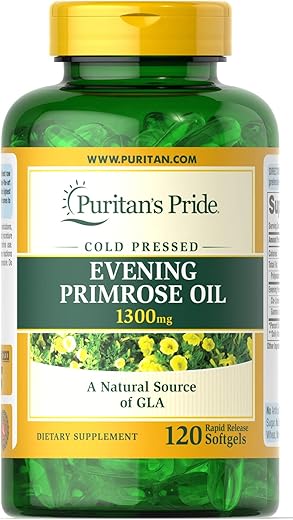 Puritan's Pride - Óleo de Prímula da Puritan’s Pride 1300 mg com Gla, 120 Softgels – Marca Puritan’s Pride