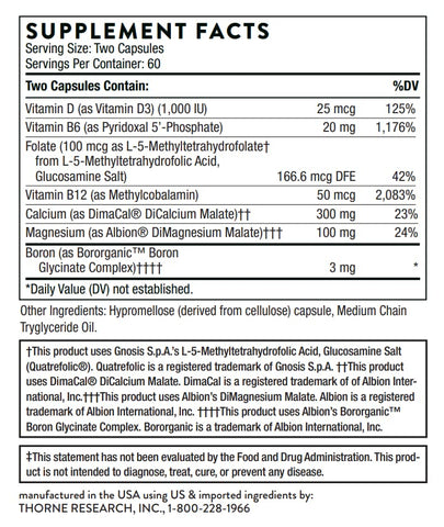 Advanced Bone Support‡ – Suplemento para Saúde Óssea com Cálcio e Vitamina D – 120 Cápsulas - THORNE