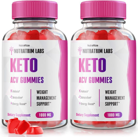NutraRize - (2 Pacotes) Gummies Nutratrim Labs – Nutratrim Labs Keto ACV Gummies, Nutratrim Labs para Perda de Peso Avançada, Gummy Keto ACV, Suplemento de Força Máxima, NutratrimLabs Gomitas