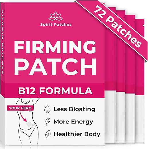 Spirit Patches - Patches Firmadores de Vitamina B12 (Pacote com 72) – Energia para Mulheres – 100% Natural