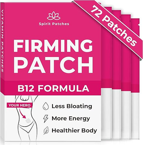 Spirit Patches - Patches Firmadores de Vitamina B12 (Pacote com 72) – Energia para Mulheres – 100% Natural