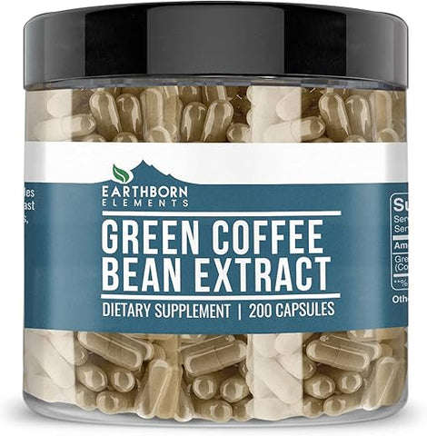 Extrato de Café Verde Earthborn Elements 200 Cápsulas, Puro – 100% Natural e Potente