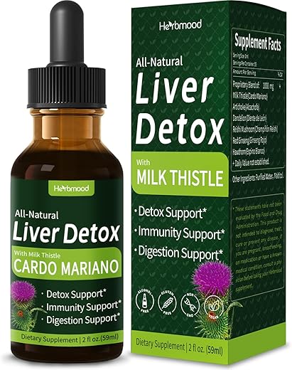 Herbmood - Suplemento de Extrato Herbal – Gotas Líquidas de Cardo Mariano, Alcachofra e Dente-de-leão. 60ml