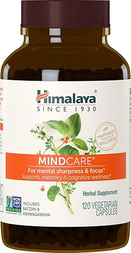 MindCare: Suplemento Cerebral Nootrópico para Mente Afiada, Foco, Memória e Bem-Estar Cognitivo – 1170 mg, 120 Cápsulas, 1 Mês de Fornecimento - Himalaya