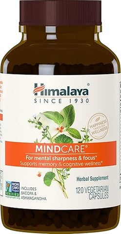 MindCare: Suplemento Cerebral Nootrópico para Mente Afiada, Foco, Memória e Bem-Estar Cognitivo – 1170 mg, 120 Cápsulas, 1 Mês de Fornecimento - Himalaya