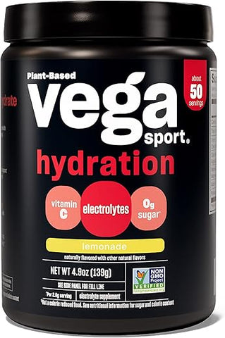 Sport Pó Eletrolítico de Hidratação, Limonada – Bebida Pós-Treino para Mulheres e Homens, Vitamina C, Vegano, Keto, Sem Açúcar, Sem Laticínios, Sem Glúten, Não Transgênico, 4.9 oz (138 g) - Vega