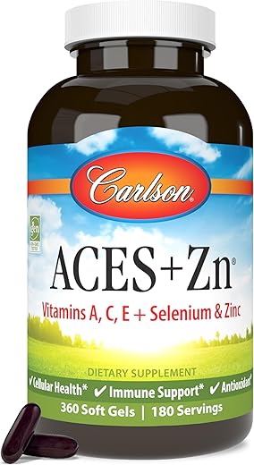 ACES Zn, Vitaminas A, C, E e Selênio | Fórmula Potente para Saúde e Imunidade - Carlson