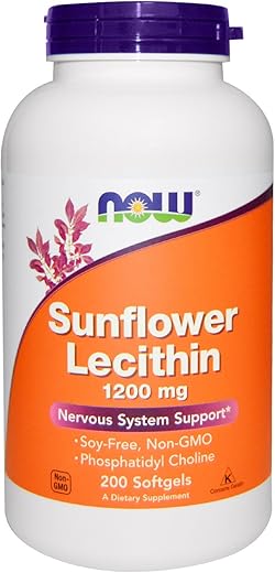 NOW Foods - Now Foods Lecitina de Girassol 1200mg, 200 Softgels, pack de 2 – Ótima fonte de nutrientes essenciais