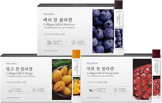 WELLINUS - Collagen Jelly Stick Snack Multi-Pack 75 Sticks – Pomegranate, Mango, Blueberry – Pele, Cabelo, Unhas, Imunidade e Articulações – Marca: [Nome da Marca]