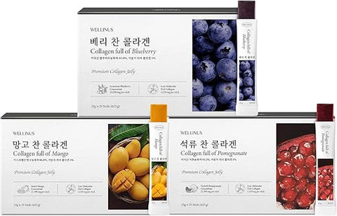 WELLINUS - Collagen Jelly Stick Snack Multi-Pack 75 Sticks – Pomegranate, Mango, Blueberry – Pele, Cabelo, Unhas, Imunidade e Articulações – Marca: [Nome da Marca]