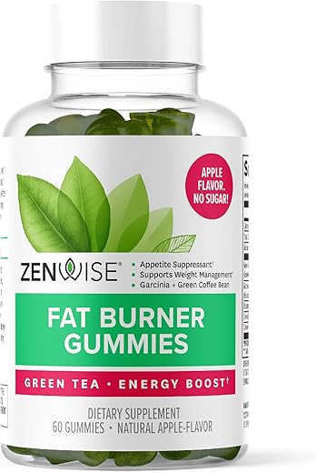 Fat Burner Gummies – Supressor de Apetite para Perda de Peso com Chá Verde e Garcinia Cambogia – Metabolismo Café Verde e Cetona de Framboesa - Zenwise Health