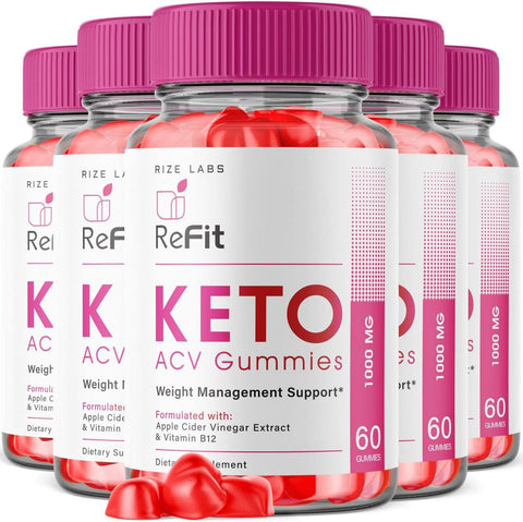 rize labs - (5 Pacotes) Gomas Refit Keto – Refit Keto ACV Gomas para Perda de Peso Avançada Refit Keto Gomas com Vinagre de Maçã Suplemento Barriga Extra Forte Gomitas (300 Gomas)