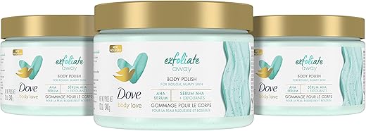 Body Love Body Polish Esfoliante 3 Unidades para Pele Áspera e Irregular Esfoliante Corporal com AHAs para uma Pele Macia e Sedosa 350g - Dove
