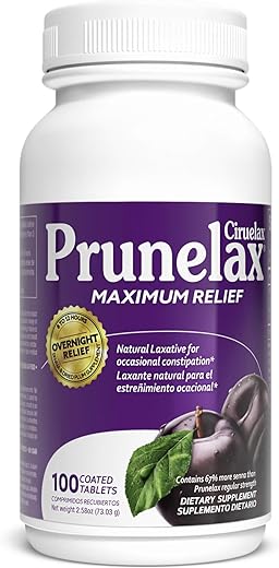 Ciruelax – Alívio Máximo para a Constipação Ocasional, Extrato de Sene Natural, Vegan – 60 Comprimidos - Prunelax