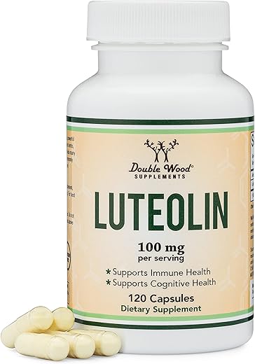 Luteolin 100mg – 120 Cápsulas, Livre de Glúten – Potentes Polifenóis Flavonoides para Suporte Cerebral e Cardiovascular - Double Wood Supplements