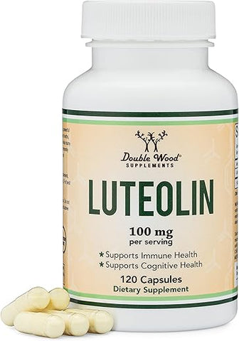 Luteolin 100mg – 120 Cápsulas, Livre de Glúten – Potentes Polifenóis Flavonoides para Suporte Cerebral e Cardiovascular - Double Wood Supplements