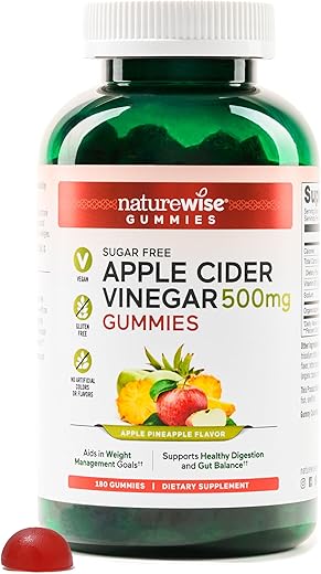 Gummies de Vinagre de Maçã ACV – 1000mg ACV por 2, Sem Açúcar, Vegano – Energia - NatureWise