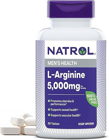 L-Arginine Tablets: Potencialize sua performance com saúde vascular e sexual. Fórmula Extra Forte com Óxido Nítrico e Complexo de Vitaminas B - Natrol