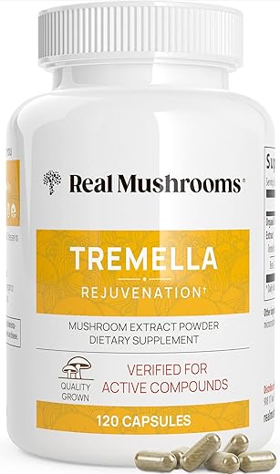 Extrato de Cogumelo Tremella (120 unid.) – Blend de Cogumelos para Suporte Imunológico, Cérebro e Pele – Vegano, Não-OGM, Suplementos Orgânicos de Cogumelos para Humanos – Suporte Imunológico - Real Mushrooms