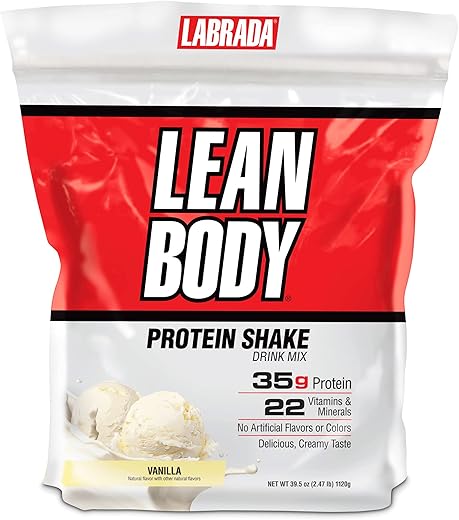 Nutrition Lean Body Shake de Substituição de Refeição Rica em Proteínas, Baunilha, Embalagem de 2,47 Libras (1,12 kg) – Variação na Embalagem - Labrada
