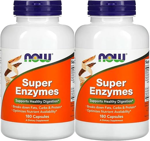 NOW Foods - Now Foods Super Enzymes 180 Cápsulas, 2 Pacotes – Potencialize sua digestão com a marca líder em enzimas