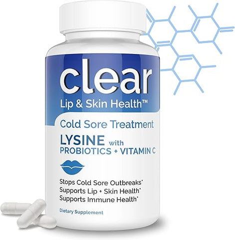 Clear Probiotics - Tratamento para Feridas Frias nos Lábios – L-Lisina Potencializada com Probiótico Acidophilus