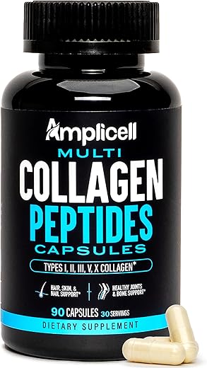 AMPLICELL - Pílulas de Colágeno Multi para Mulheres – Absorção Rápida de Suplementos de Colágeno para Mulheres