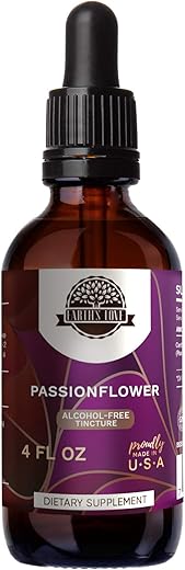 HerbEra - Earth’s Love – Extrato Herbal de Passiflora Sem Álcool, Concentrado Super-Potente de Passiflora (Passiflora Incarnata) Ervas Secas (120 ml)