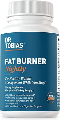 Fat Burner Nightly – Suporte Metabólico Noturno com Extrato de Feijão Branco, Raiz de Ashwagandha e Extrato de Café Verde - Dr. Tobias