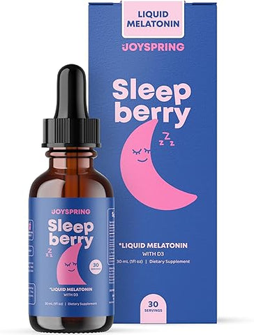 JoySpring - SleepBerry Melatonina Líquida para Crianças – Auxílio Natural para o Sono com Sabugueiro e Vitamina D – Fortalece o Sistema Imunológico Durante o Sono (30 ml)