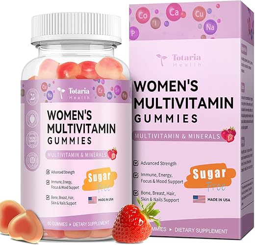 Totaria - Gomas Multivitamínicas Sem Açúcar para Mulheres 14 c/ Inositol, Ferro, Ácido Fólico, Biotina, Gomas Multivitamínicas Diárias para Mulheres c/ Vitamina A, D, C, B, Suporte para Cabelo, Pele, Energia, Imunidade